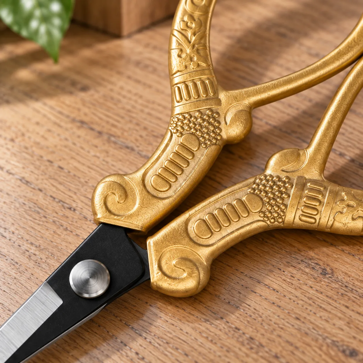 Gold Detail Scissors - detail view; styling objects excluded