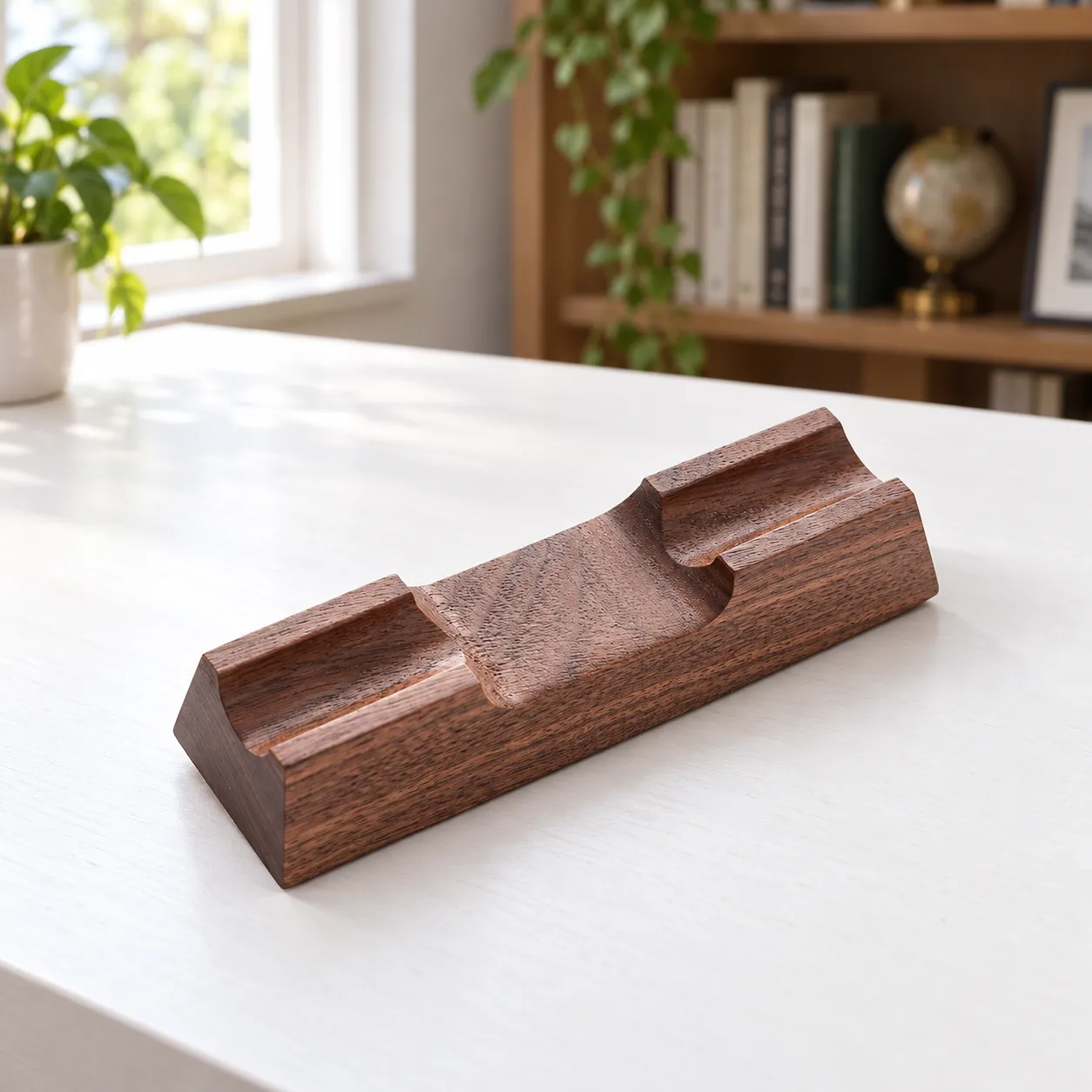 Single-slot walnut pen rest, pen not included