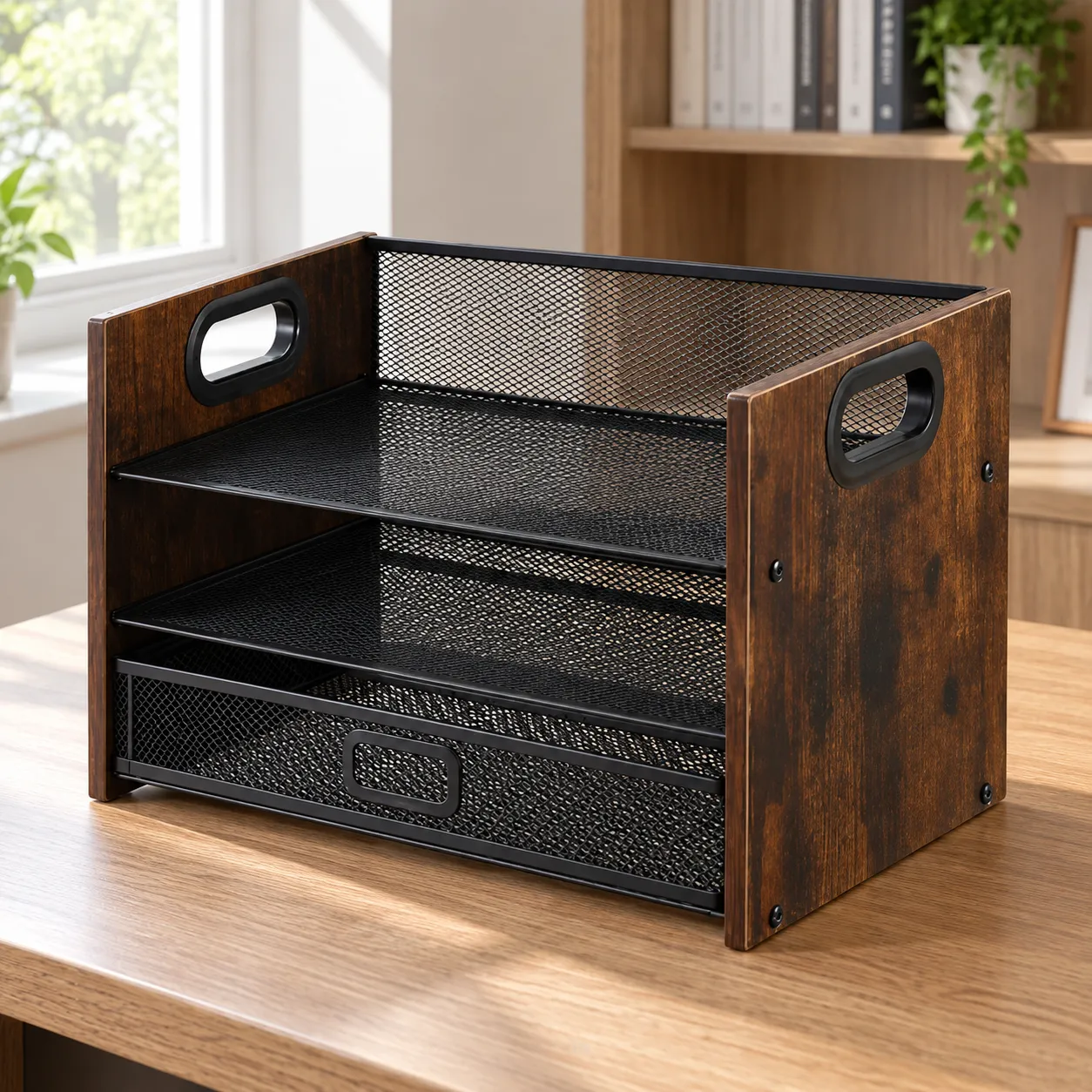 Three Tier Letter Tray - lead view; props excluded