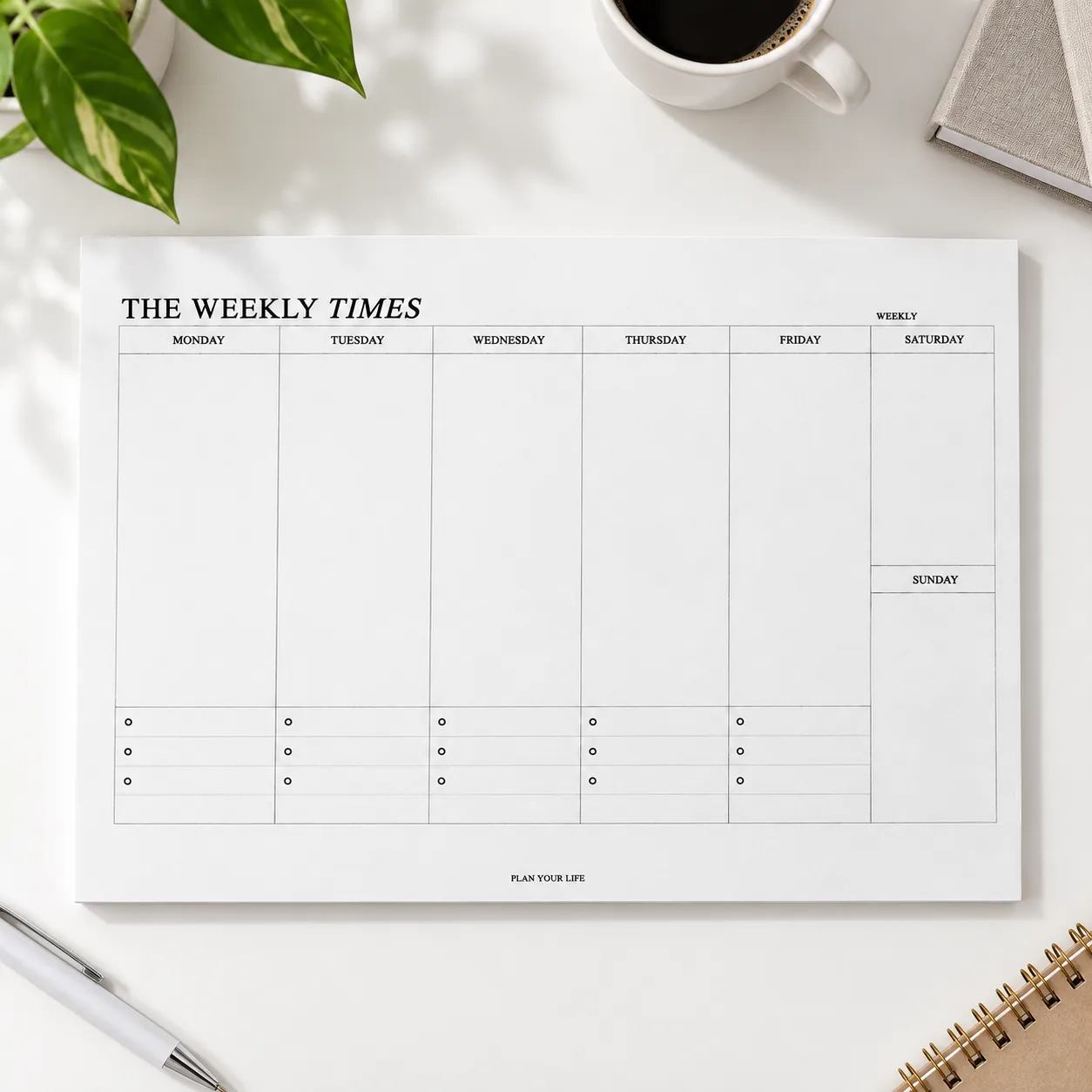 Weekly Desk Pad - alternate view; props excluded